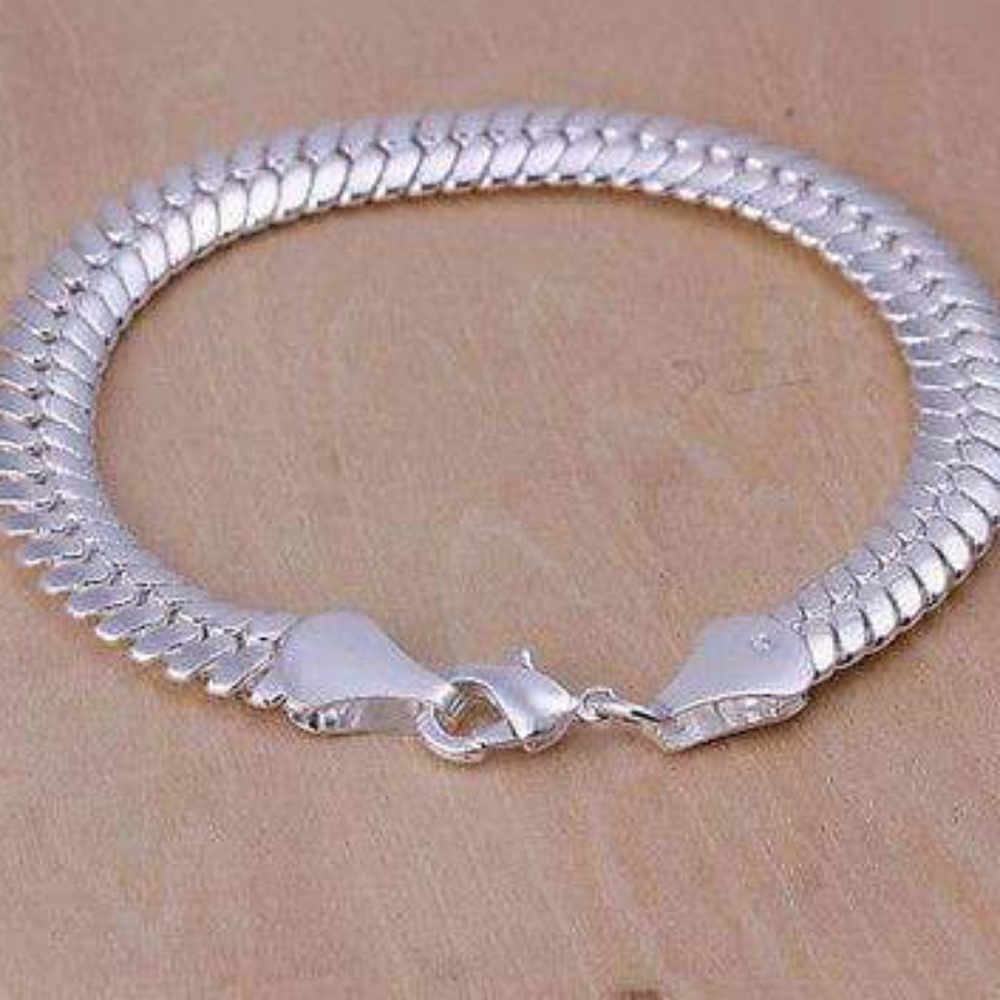 925 Sterling Silver 10mm Flat Bracelet